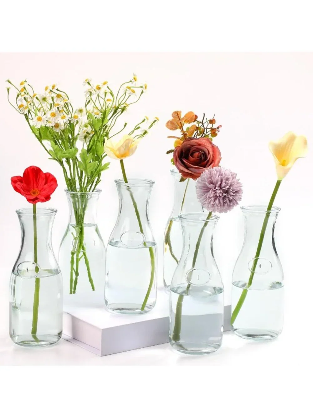Set of 6 Vintage Milk Glass Flower Vases - 8